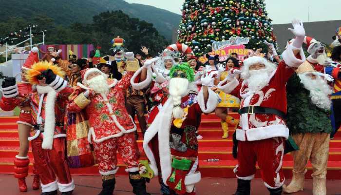 Group of People Standing next to each other in a Christmas Party arranged by an Event Organizer in Chennai