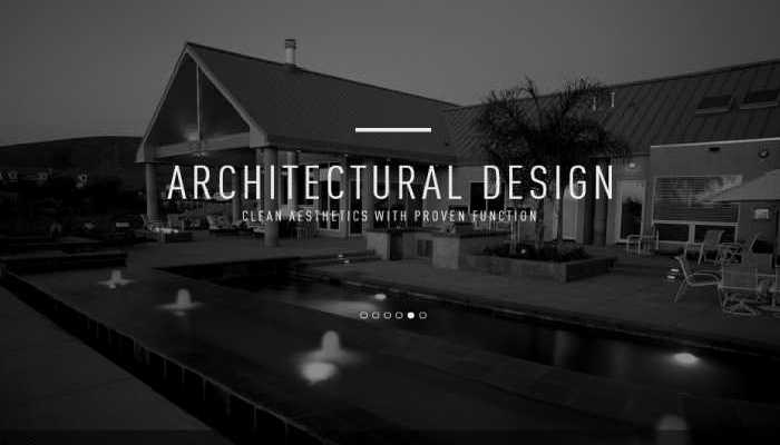 An architecture website Slider Design which resembles a black and White Image of a City Street 